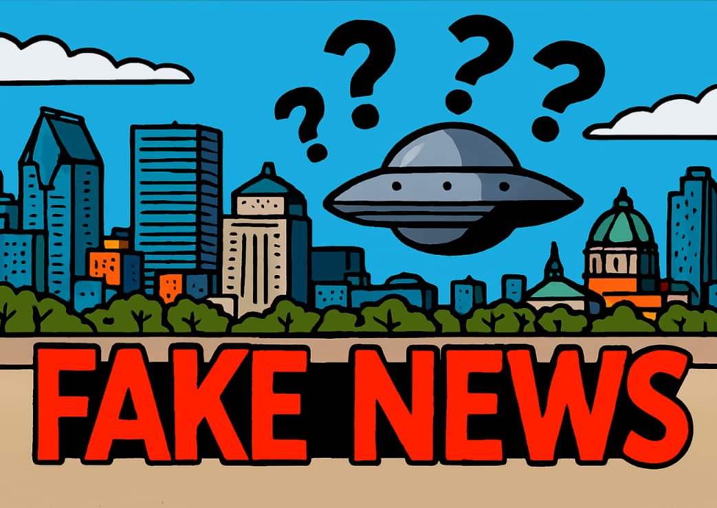 Illustration generated by Copilot showing a spaceship above Montreal