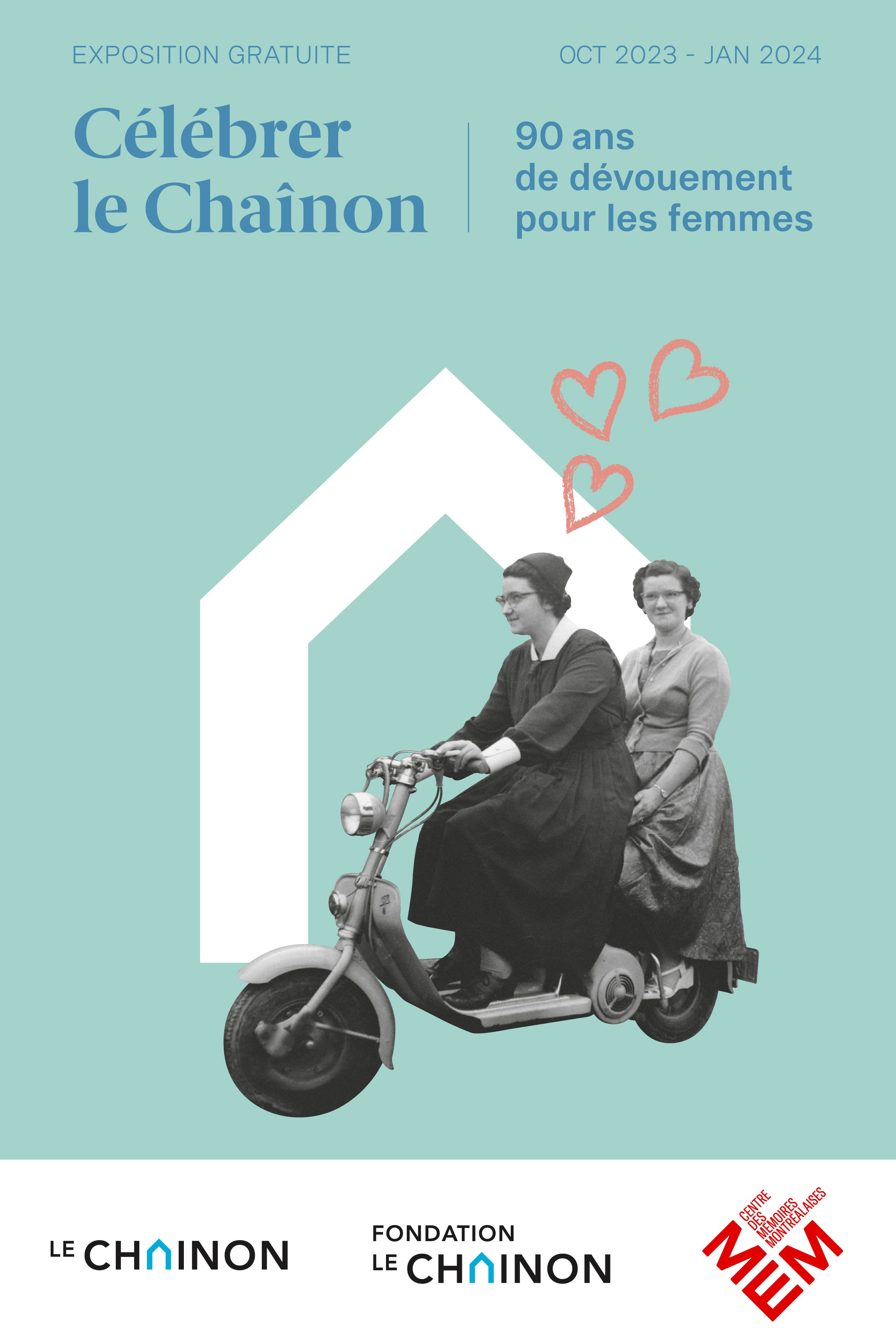 Affiche de l'exposition temporaire Célébrer Le Chaînon: 90 ans de dévouement pour les femmes.