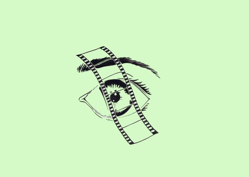 Pellicule de film sur un œil.