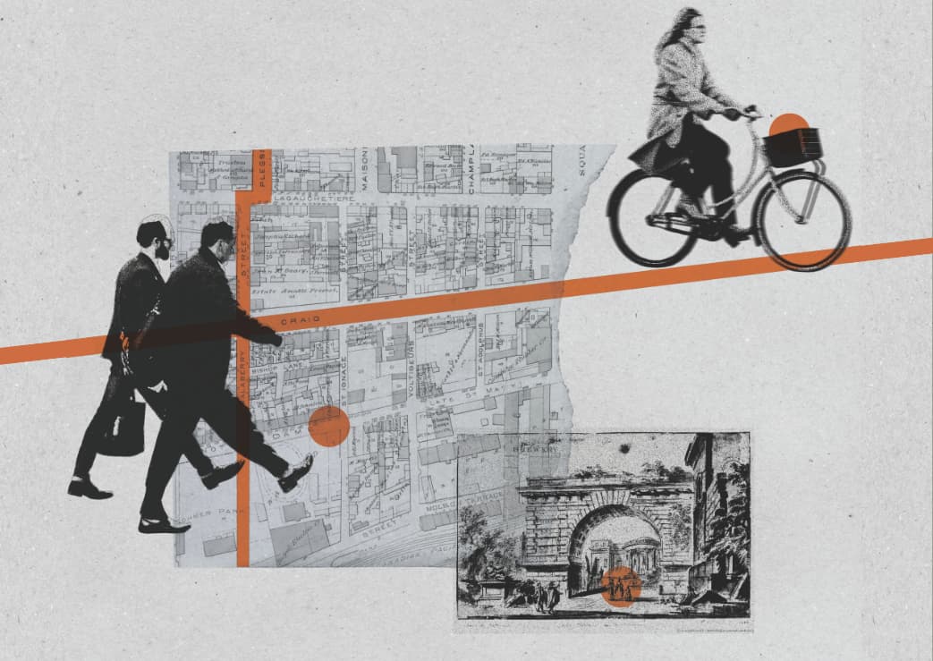 Visuel du colloque montrant des images et photos d'archives en lien avec l'usage de la rue